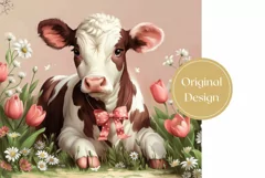 Cute Cow Tumbler Design, Tulips Tumbler Sublimation Product Image 2
