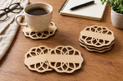 Scalloped Monogram Coaster SVG | Laser Cut Blank Template Product Image 1