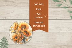 Sunflower Earring PNG, Watercolor Sunflowers Sublimation Product Image 2