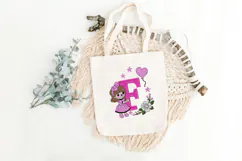 Letter F Girl Machine Embroidery Design Product Image 2