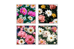 Daisy &amp; Peony Flower Digital Paper Product Image 2