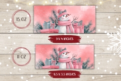 Pink Christmas Snowman Mug, Christmas Presents Mug PNG Product Image 2
