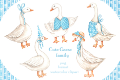 Cute geese watercolor clipart. Goose family. Product Image 2