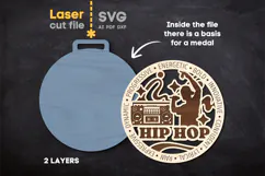Hip hop Music Medal SVG laser cut file for Glowforge Product Image 2