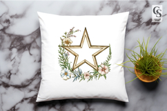 Floral Wooden Star Frame Clipart Sublimation PNG Product Image 2