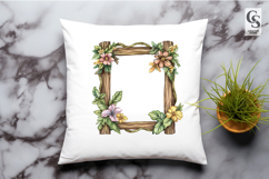 Floral Wooden Frame Watercolor Clipart Sublimation PNG Product Image 3