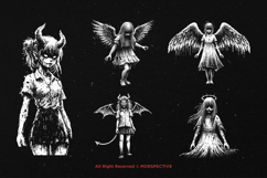 10 Bundle Dark Art Devil Girl Kids Demon Woman Face Hell Product Image 3