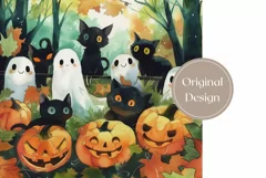 Halloween Black Cats Tumbler Wrap, Creepy Pumpkins Tumbler Product Image 2