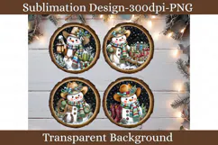 Western Cowboy Snowman Christmas Ornament / Coaster PNG Product Image 1