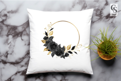 Black Gold Floral Frame Clipart Sublimation PNG Product Image 3