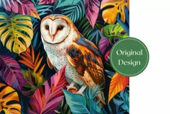 Owl Tumbler Sublimation, Tropical Tumbler Wrap, Owl PNG Product Image 2