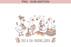 Just a Tea-Talking Goose PNG | Vintage Cottagecore Goose Product Image 2