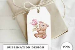 Watercolor Valentine's Day Teddy Bear PNG Product Image 2