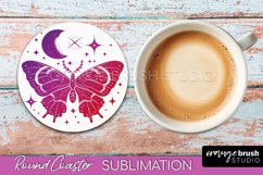 Celestial Coaster Sublimation, Boho Mystical Round Coaster Product Image 1