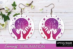 Boho Mystical Round Earrings Sublimation, Celestial Earrings Product Image 1
