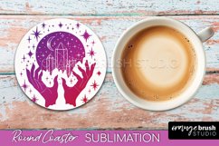 Celestial Coaster Sublimation, Boho Mystical Round Coaster Product Image 1