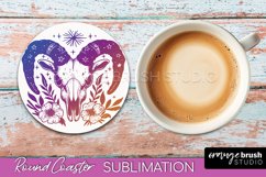 Celestial Coaster Sublimation, Boho Mystical Round Coaster Product Image 1