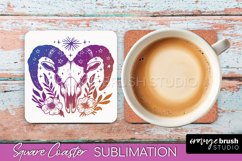 Boho Mystical Square Coaster PNG - Celestial Sublimation Product Image 1