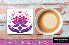 Boho Mystical Square Coaster PNG - Celestial Sublimation Product Image 1