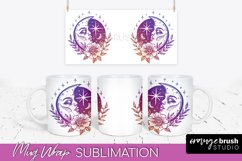 Celestial Mug Wrap PNG, Boho Mystical Coffee Mug Sublimation Product Image 1