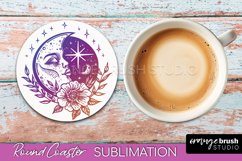 Celestial Coaster Sublimation, Boho Mystical Round Coaster Product Image 1