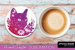 Celestial Coaster Sublimation, Boho Mystical Round Coaster Product Image 1