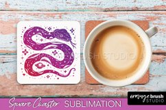 Boho Mystical Square Coaster PNG - Celestial Sublimation Product Image 1