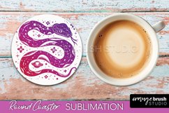 Celestial Coaster Sublimation, Boho Mystical Round Coaster Product Image 1
