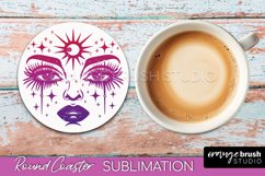 Celestial Coaster Sublimation, Boho Mystical Round Coaster Product Image 1