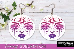 Boho Mystical Round Earrings Sublimation, Celestial Earrings Product Image 1
