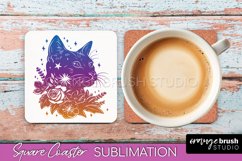 Boho Mystical Square Coaster PNG - Celestial Sublimation Product Image 1