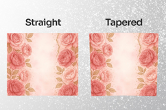 Pink Roses Gold Leaf Tumbler Wrap PNG Product Image 2