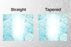 Aqua Blue Floral Roses Tumbler Wrap PNG Product Image 2