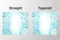 Aqua Blue Floral Roses Tumbler Wrap PNG Product Image 2