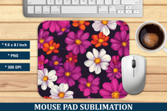 Cosmos Flower Pattern Mouse Pad | Mouse Pad Sublimation Product Image 1