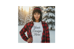 Christmas Woman Model Mockup Holiday Shirt Display Product Image 2