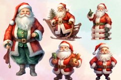 Watercolor Santa Claus Clipart Bundle, Watercolor Santa PNG Product Image 2