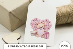 Watercolor Valentine's Day Teddy Bear PNG Product Image 2