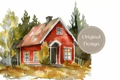 Watercolor House Tumbler Design, Fall Tumbler Sublimation Product Image 2