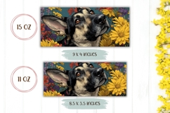German Shepherd Mug Design, Flowers Mug Sublimation Product Image 2