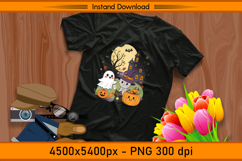 Cute Christmas Ghost Cat and Pumpkin Moon PNG Product Image 2