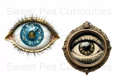 Clocks, Eyes, Steampunk, Ephemera, PNG, watercolor, Clipart Product Image 2