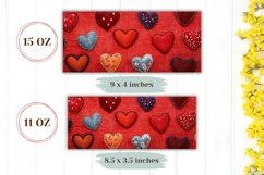 Embroidery Love Hearts Mug Wrap, Red Love Mug PNG Product Image 2