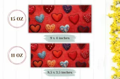 Embroidery Love Hearts Mug Wrap, Red Love Mug PNG Product Image 2