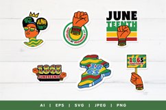 Afro Queen and Map, Juneteenth 1865 Celebration Sticker Set Product Image 2