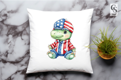 Patriotic Baby Dinosaur Clipart PNG Product Image 2