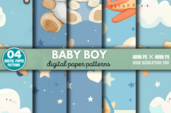 Baby Boy Pattern Digital Paper Background PNG Product Image 1