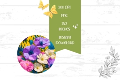 Purple Flowers Round Earrings PNG, Floral Round Earrings Product Image 2