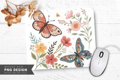 Butterfly And Floral Temporary Tattoo Mouse Pad PNG Design Product Image 1