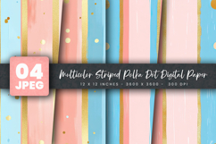 Multicolor Striped Polka Dot Digital Paper Product Image 1
